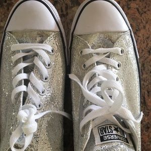 Silver Converse low top Size Womens 12 Mens 10 NWT